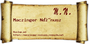 Maczinger Nónusz névjegykártya